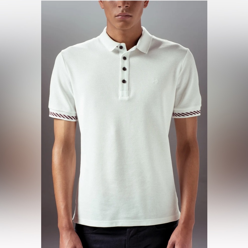 NWT Marteino Chevron Slim Fit Polo | White | Men’s Sizes Small, Medium, Large